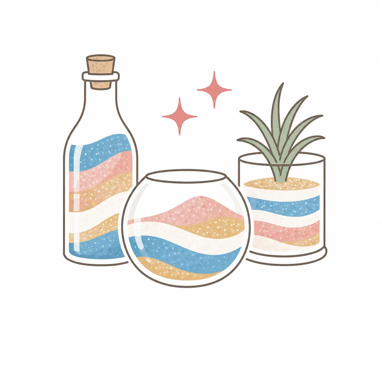 カラーサンドのある暮らしをイメージしたイラスト